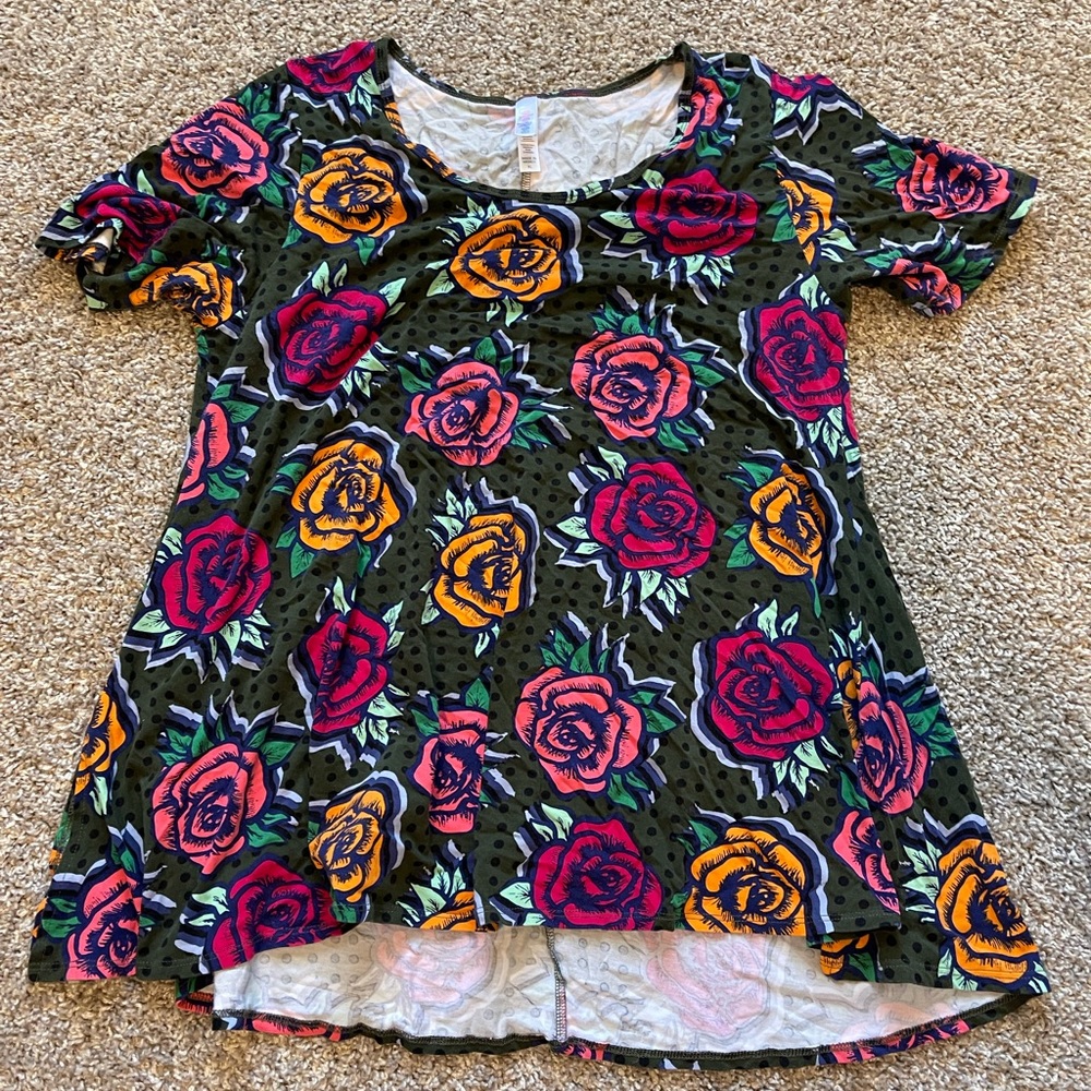 Lularoe green blows with floral design size XL